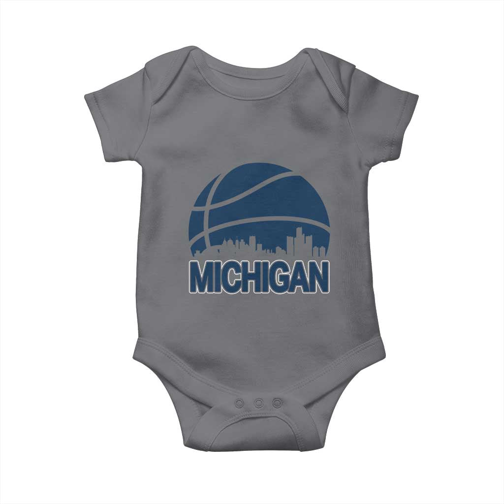 Vintage Urban Michigan Skyline Baby Onesie Gift For Basketball Fan TS12 Charcoal Print Your Wear