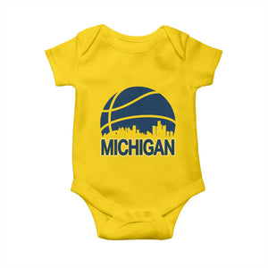 Vintage Urban Michigan Skyline Baby Onesie Gift For Basketball Fan TS12 Daisy Print Your Wear