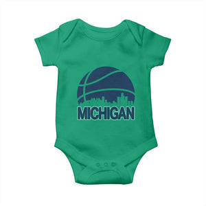 Vintage Urban Michigan Skyline Baby Onesie Gift For Basketball Fan TS12 Irish Green Print Your Wear