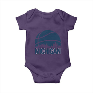 Vintage Urban Michigan Skyline Baby Onesie Gift For Basketball Fan TS12 Purple Print Your Wear