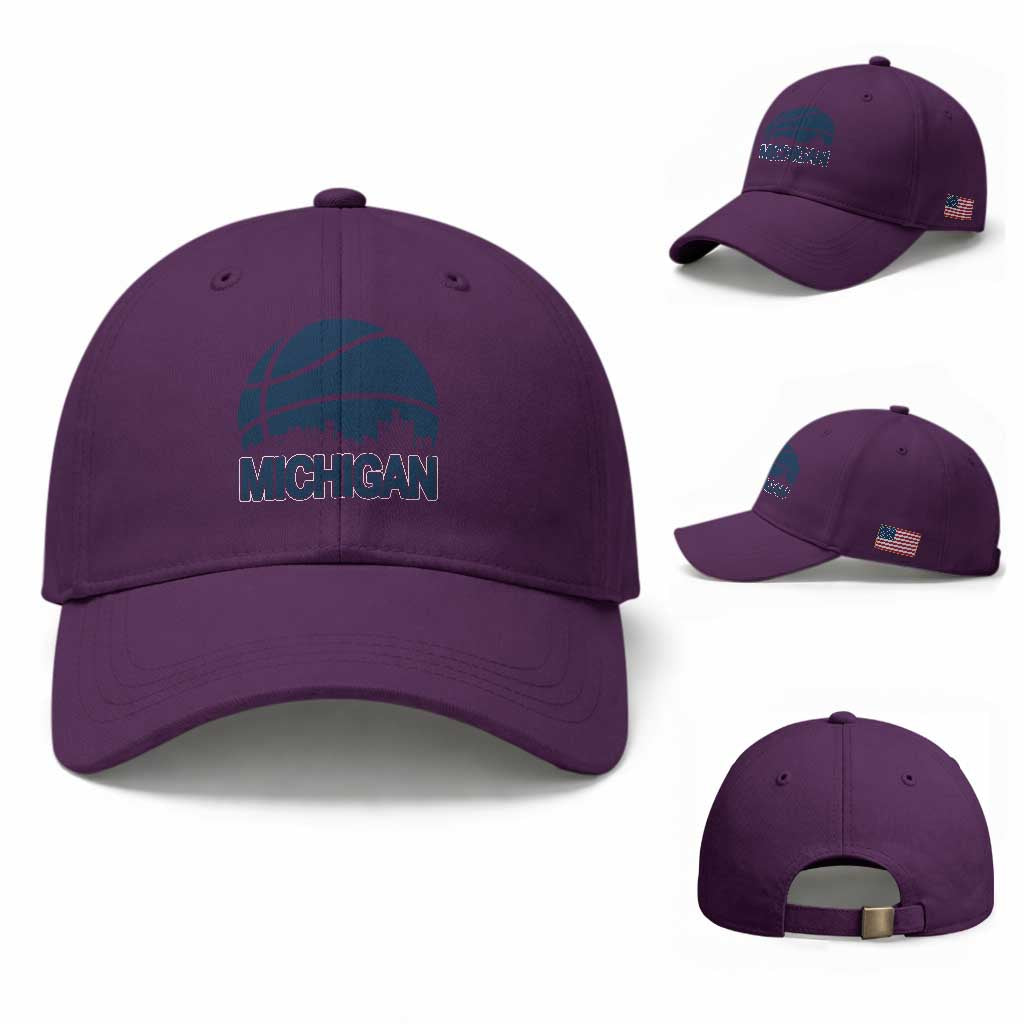 Vintage Urban Michigan Skyline Baseball Cap Gift For Basketball Fan TS12 Baseball Cap Universal Fit Purple Print Your Wear