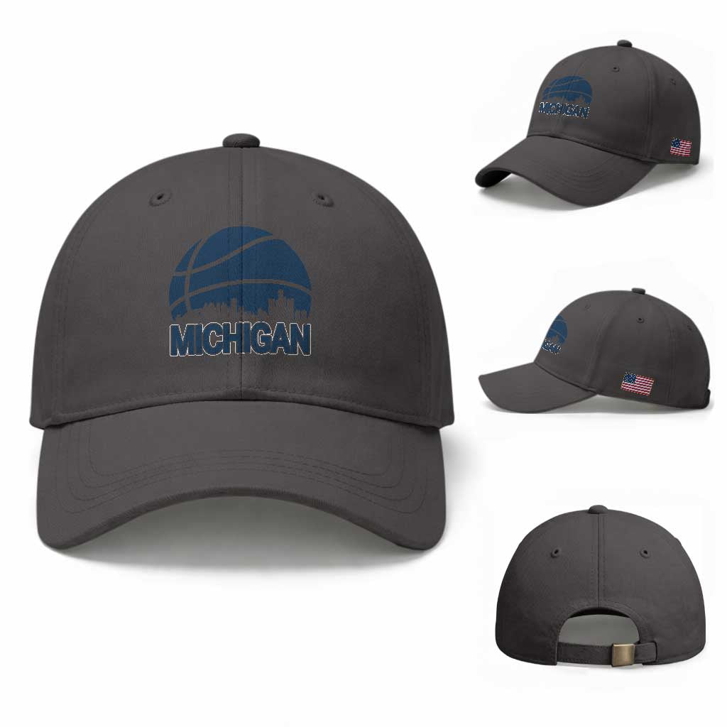 Vintage Urban Michigan Skyline Baseball Cap Gift For Basketball Fan TS12 Baseball Cap Universal Fit Dark Gray Print Your Wear