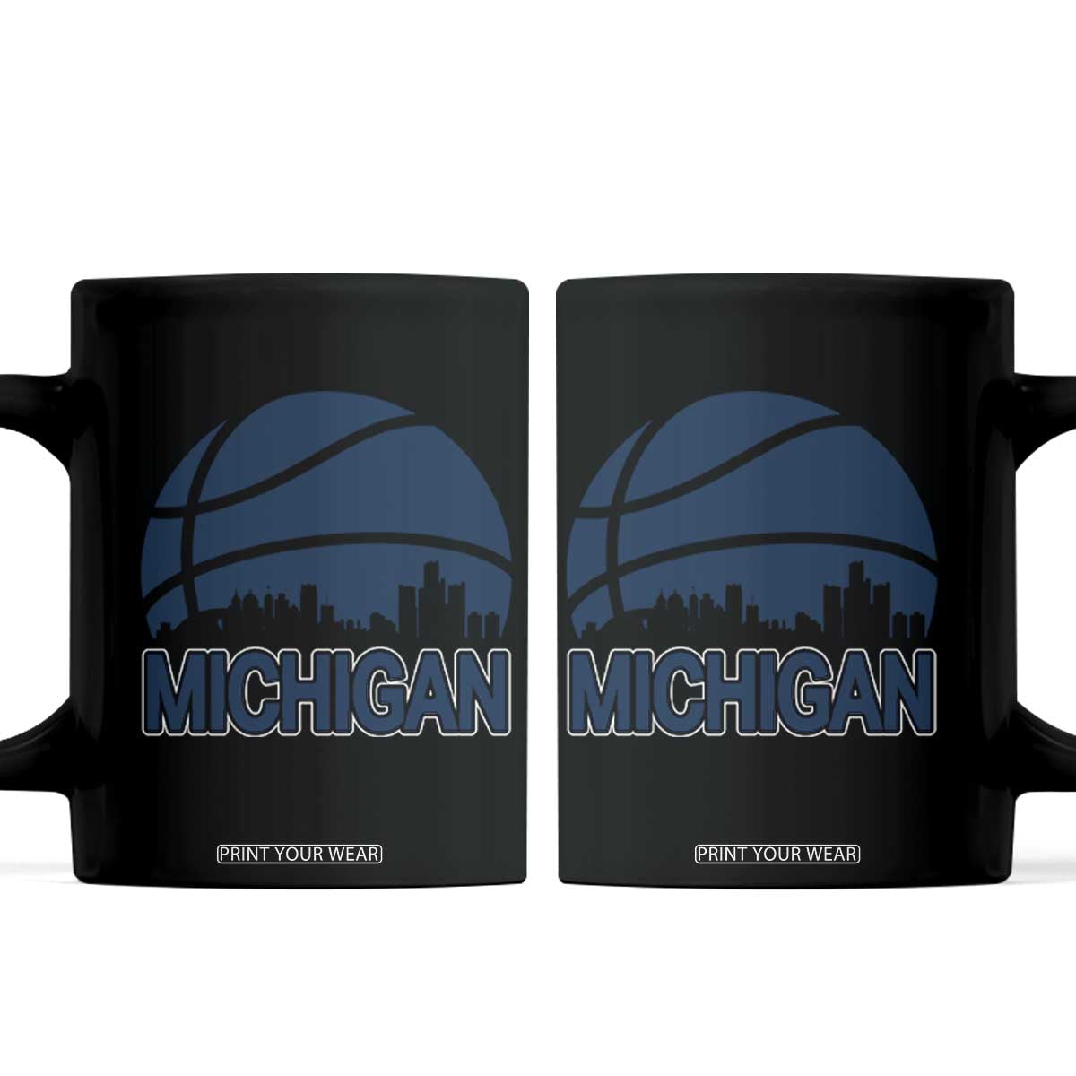 Vintage Urban Michigan Skyline Coffee Mug Gift For Basketball Fan TS12 Black Print Your Wear