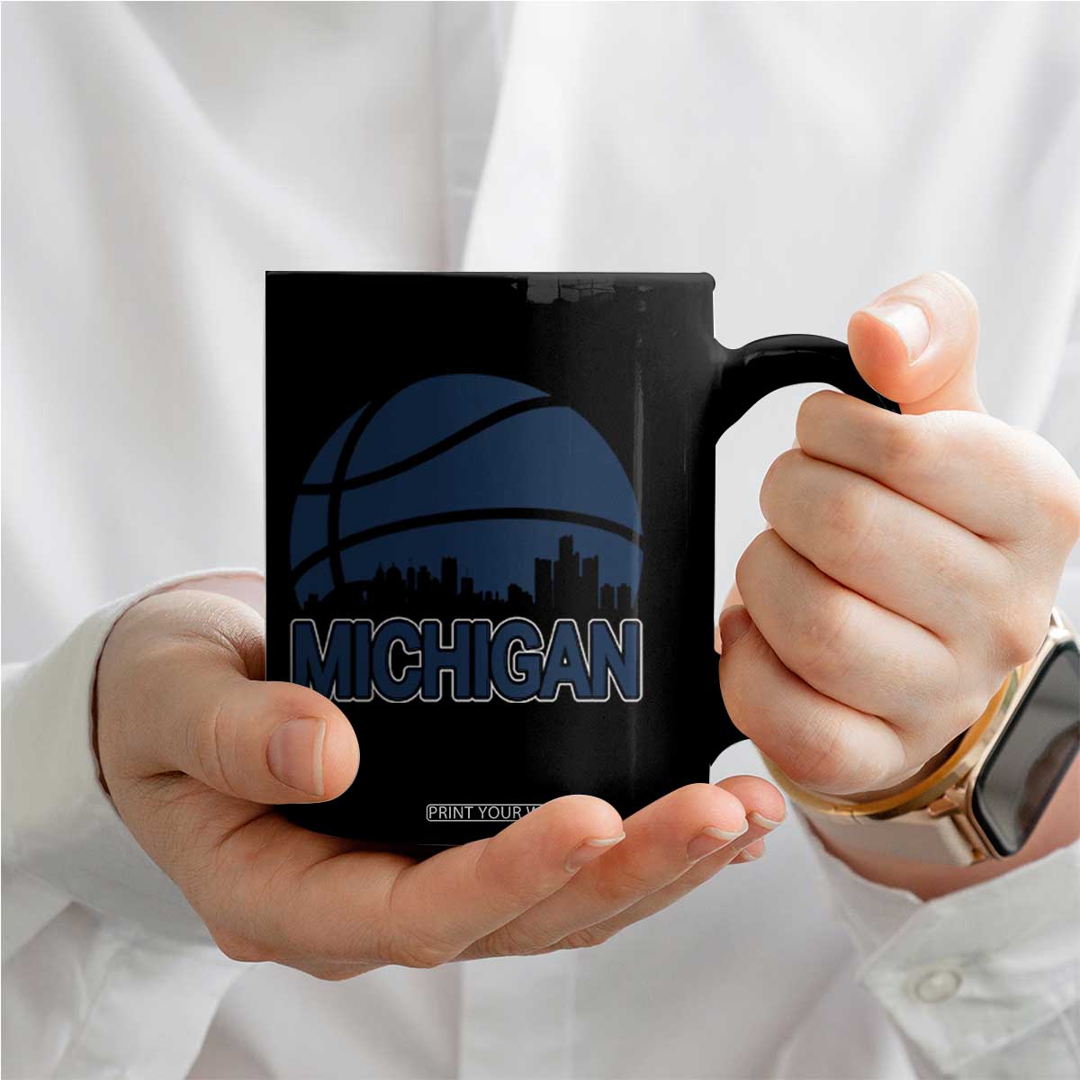 Vintage Urban Michigan Skyline Coffee Mug Gift For Basketball Fan TS12 Print Your Wear