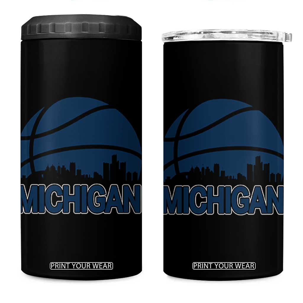 Vintage Urban Michigan Skyline 4 in 1 Can Cooler Tumbler Gift For Basketball Fan TS12 One Size: 16 oz Black Print Your Wear