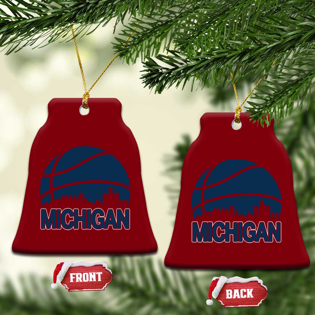 Vintage Urban Michigan Skyline Ceramic Ornament Gift For Basketball Fan TS12 Print Your Wear