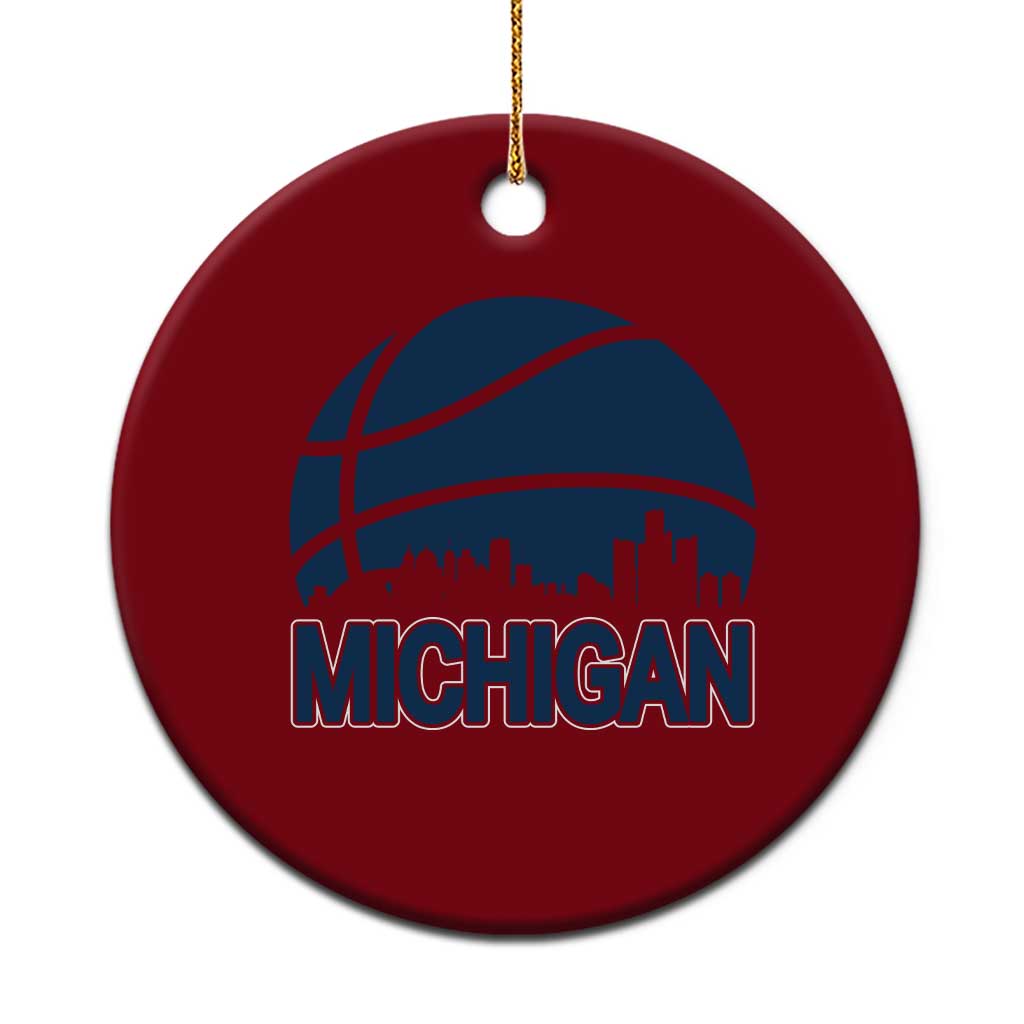 Vintage Urban Michigan Skyline Ceramic Ornament Gift For Basketball Fan TS12 1pc Red Print Your Wear