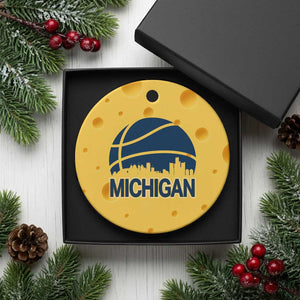 Vintage Urban Michigan Skyline Ceramic Ornament Gift For Basketball Fan TS12 1pc Yellow Cheese Print Your Wear