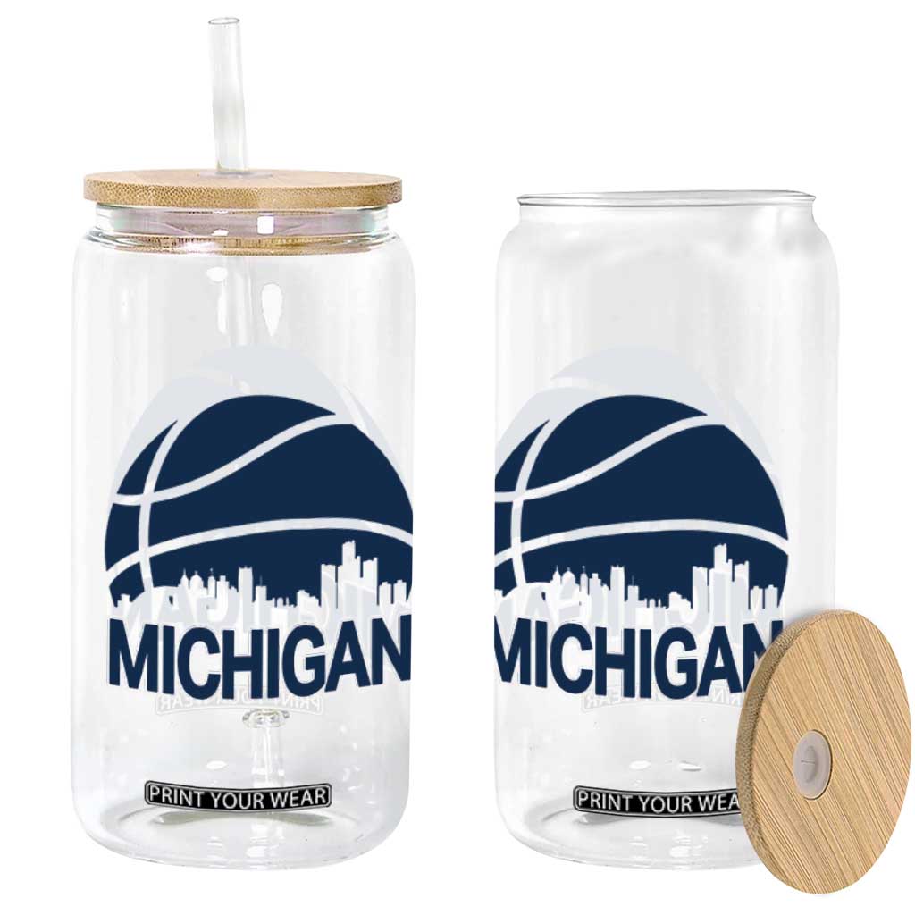 Vintage Urban Michigan Skyline Glass Can Gift For Basketball Fan TS12 Print Your Wear