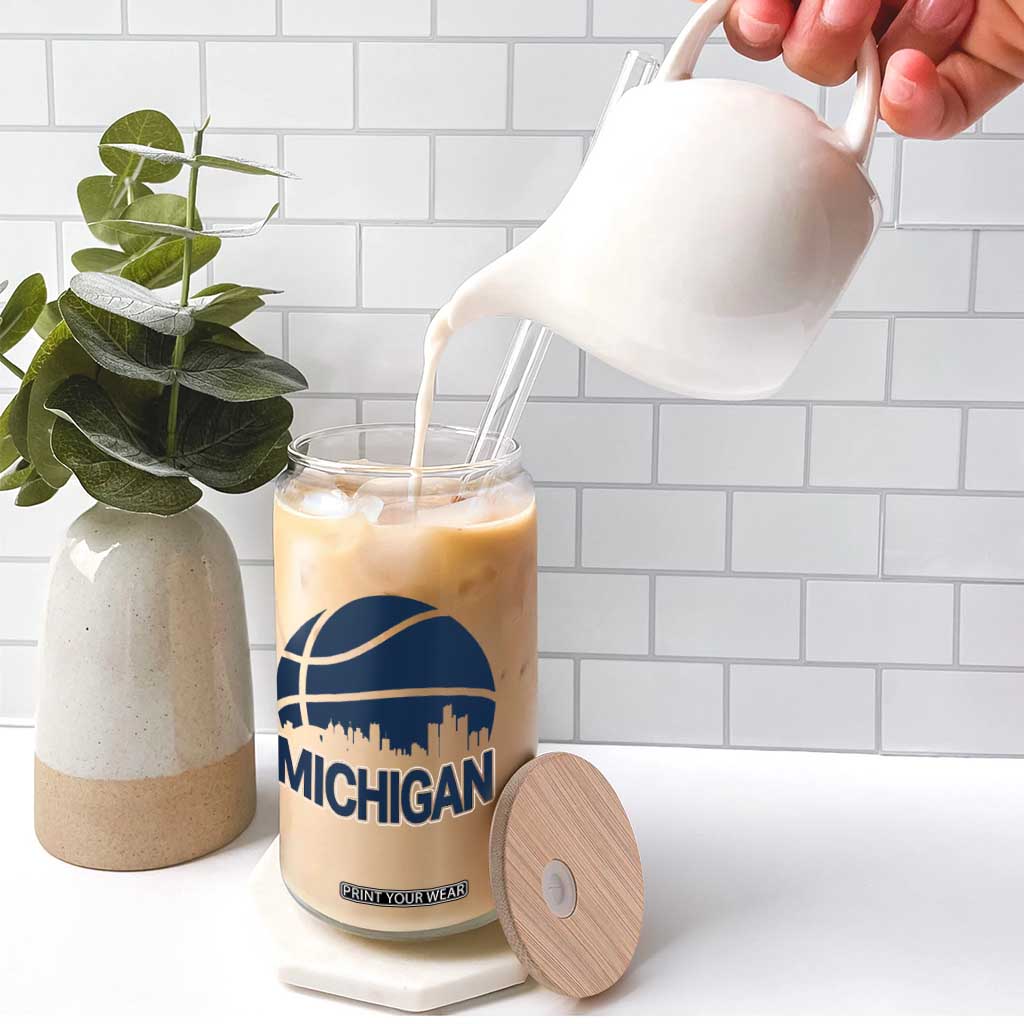 Vintage Urban Michigan Skyline Glass Can Gift For Basketball Fan TS12 Print Your Wear