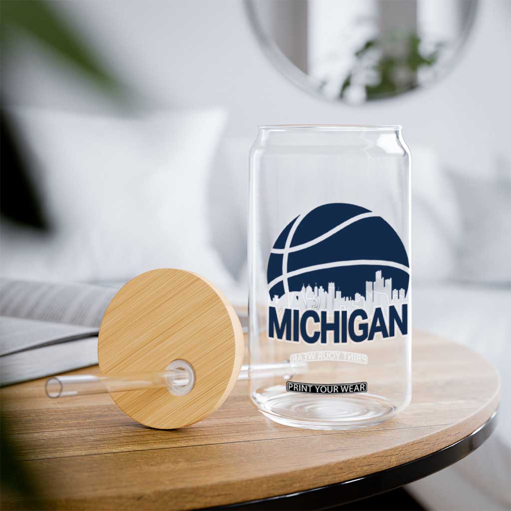 Vintage Urban Michigan Skyline Glass Can Gift For Basketball Fan TS12 Print Your Wear