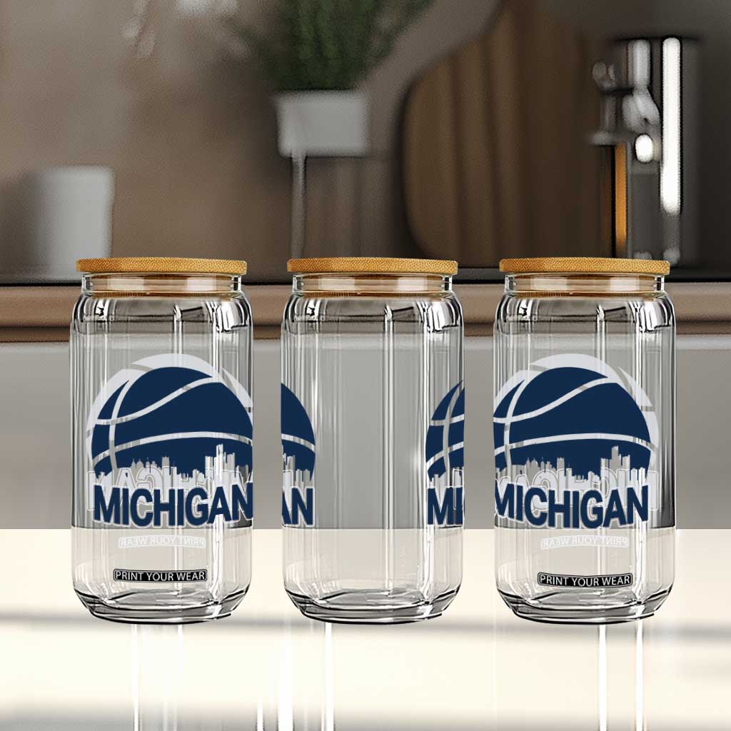 Vintage Urban Michigan Skyline Glass Can Gift For Basketball Fan TS12 Print Your Wear