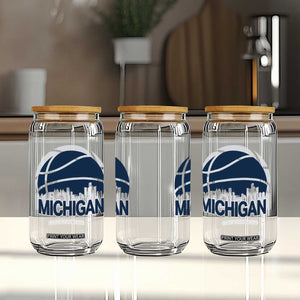Vintage Urban Michigan Skyline Glass Can Gift For Basketball Fan TS12 Print Your Wear