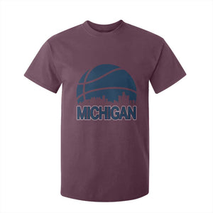 Vintage Urban Michigan Skyline T Shirt For Kid Gift For Basketball Fan TS12 Maroon Print Your Wear