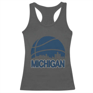 Vintage Urban Michigan Skyline Racerback Tank Top Gift For Basketball Fan TS12 Dark Heather Print Your Wear