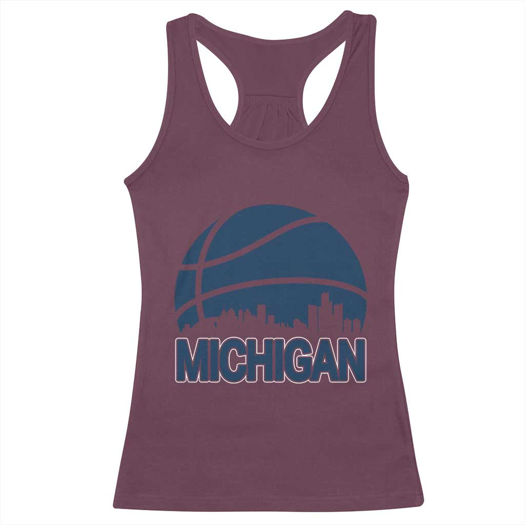 Vintage Urban Michigan Skyline Racerback Tank Top Gift For Basketball Fan TS12 Maroon Print Your Wear