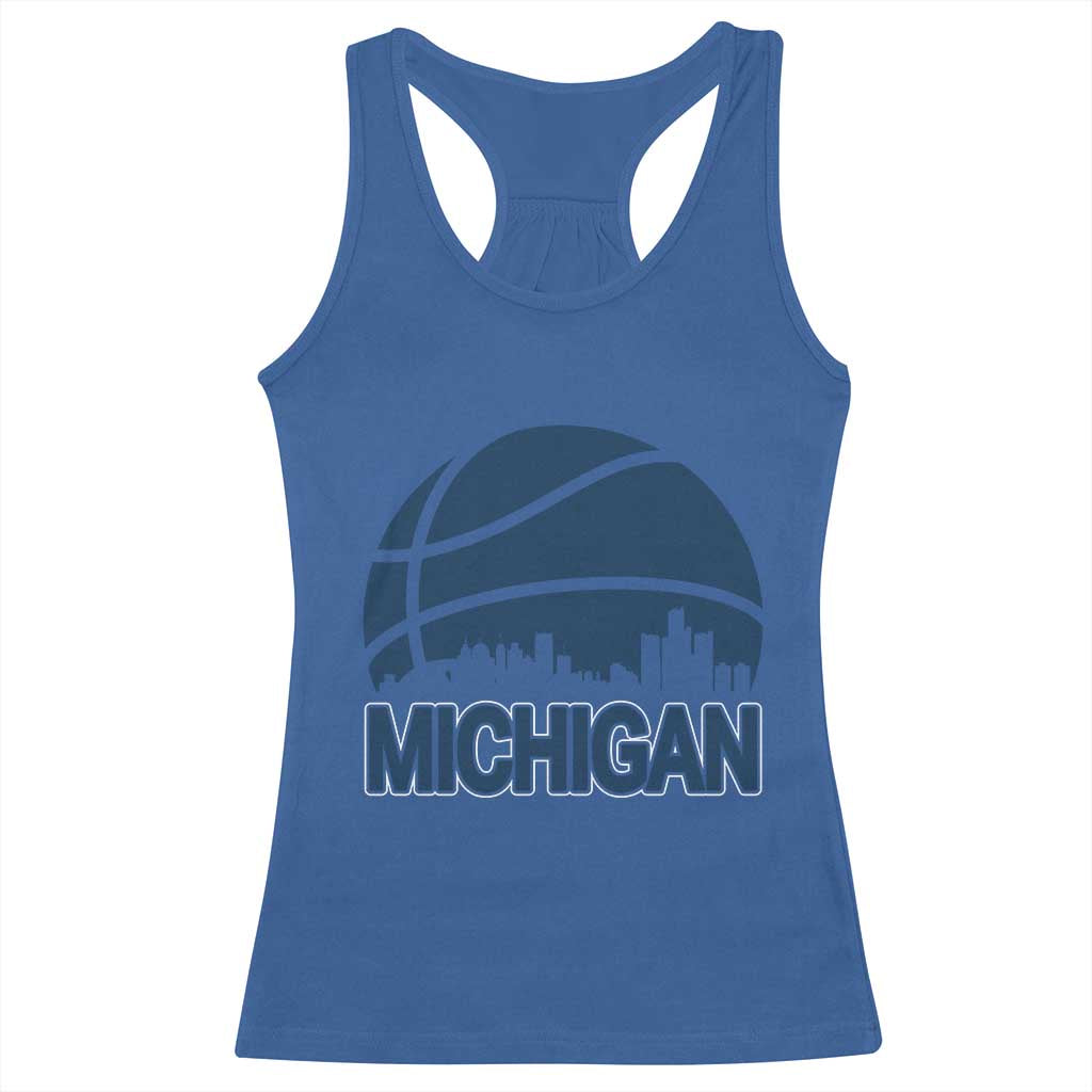 Vintage Urban Michigan Skyline Racerback Tank Top Gift For Basketball Fan TS12 Royal Blue Print Your Wear