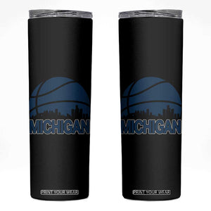 Vintage Urban Michigan Skyline Skinny Tumbler Gift For Basketball Fan TS12 Black Print Your Wear