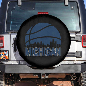 Vintage Urban Michigan Skyline Spare Tire Cover Gift For Basketball Fan TS12 No hole Black Print Your Wear