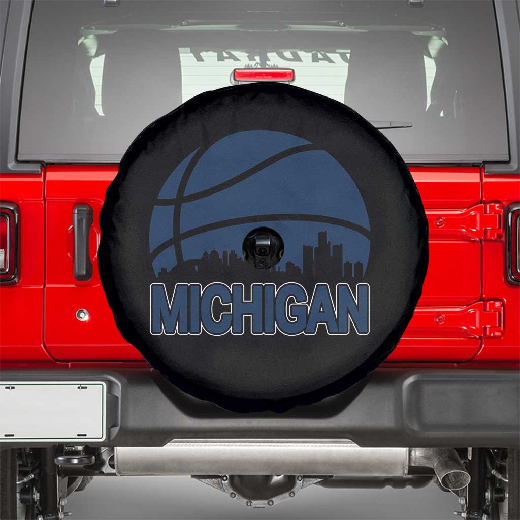 Vintage Urban Michigan Skyline Spare Tire Cover Gift For Basketball Fan TS12 Black Print Your Wear