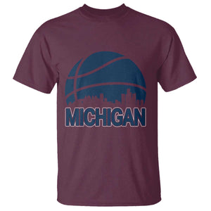 Vintage Urban Michigan Skyline T Shirt Gift For Basketball Fan TS12 Maroon Print Your Wear
