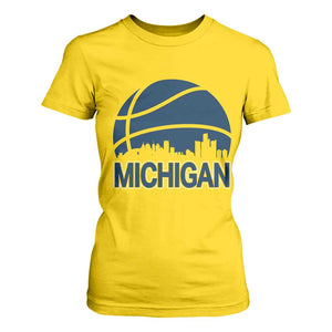 Vintage Urban Michigan Skyline T Shirt For Women Gift For Basketball Fan TS12 Daisy Print Your Wear