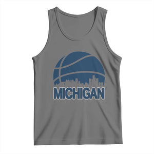Vintage Urban Michigan Skyline Tank Top Gift For Basketball Fan TS12 Black Heather Print Your Wear
