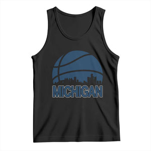Vintage Urban Michigan Skyline Tank Top Gift For Basketball Fan TS12 Black Print Your Wear