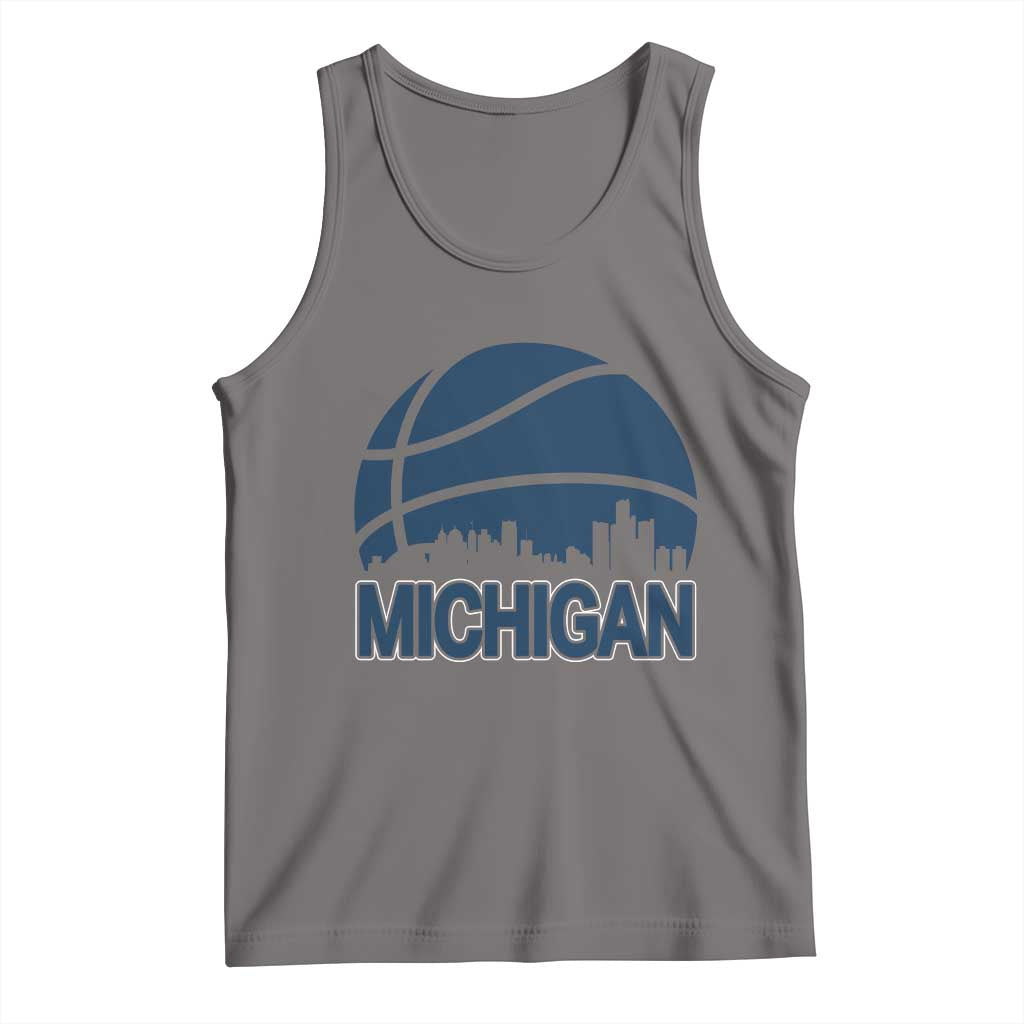 Vintage Urban Michigan Skyline Tank Top Gift For Basketball Fan TS12 Deep Heather Print Your Wear
