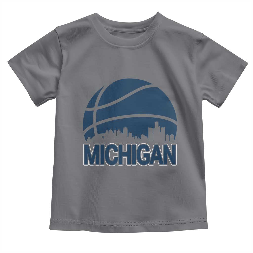 Vintage Urban Michigan Skyline Toddler T Shirt Gift For Basketball Fan TS12 Charcoal Print Your Wear