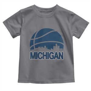 Vintage Urban Michigan Skyline Toddler T Shirt Gift For Basketball Fan TS12 Charcoal Print Your Wear