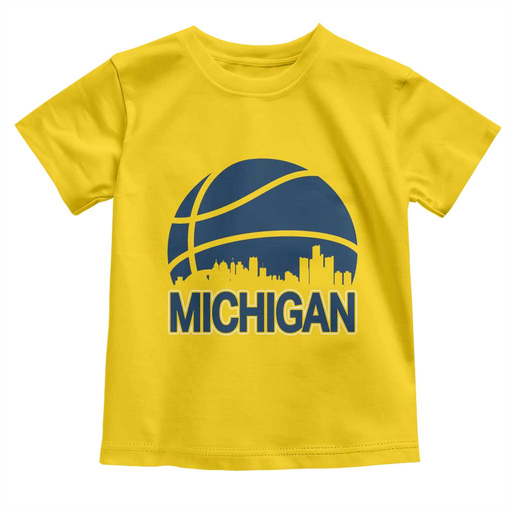 Vintage Urban Michigan Skyline Toddler T Shirt Gift For Basketball Fan TS12 Daisy Print Your Wear