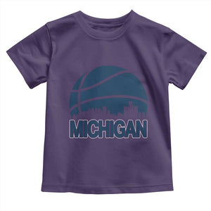 Vintage Urban Michigan Skyline Toddler T Shirt Gift For Basketball Fan TS12 Purple Print Your Wear