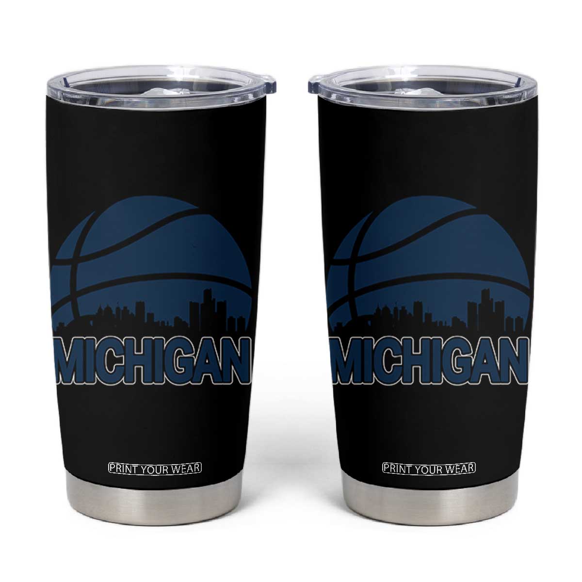 Vintage Urban Michigan Skyline Tumbler Cup Gift For Basketball Fan TS12 Black Print Your Wear