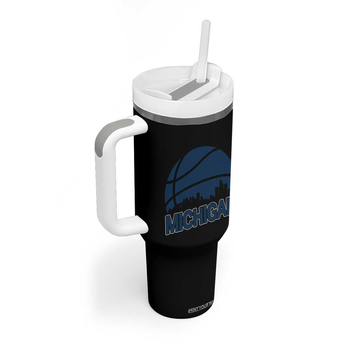 Vintage Urban Michigan Skyline Tumbler With Handle Gift For Basketball Fan TS12 Print Your Wear