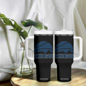 Vintage Urban Michigan Skyline Tumbler With Handle Gift For Basketball Fan TS12 Print Your Wear
