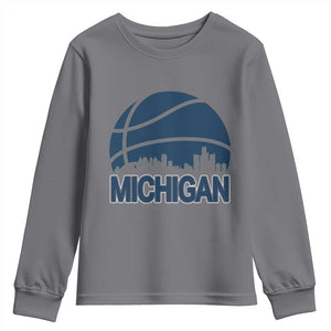 Vintage Urban Michigan Skyline Youth Sweatshirt Gift For Basketball Fan TS12 Charcoal Print Your Wear