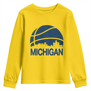 Vintage Urban Michigan Skyline Youth Sweatshirt Gift For Basketball Fan TS12 Daisy Print Your Wear