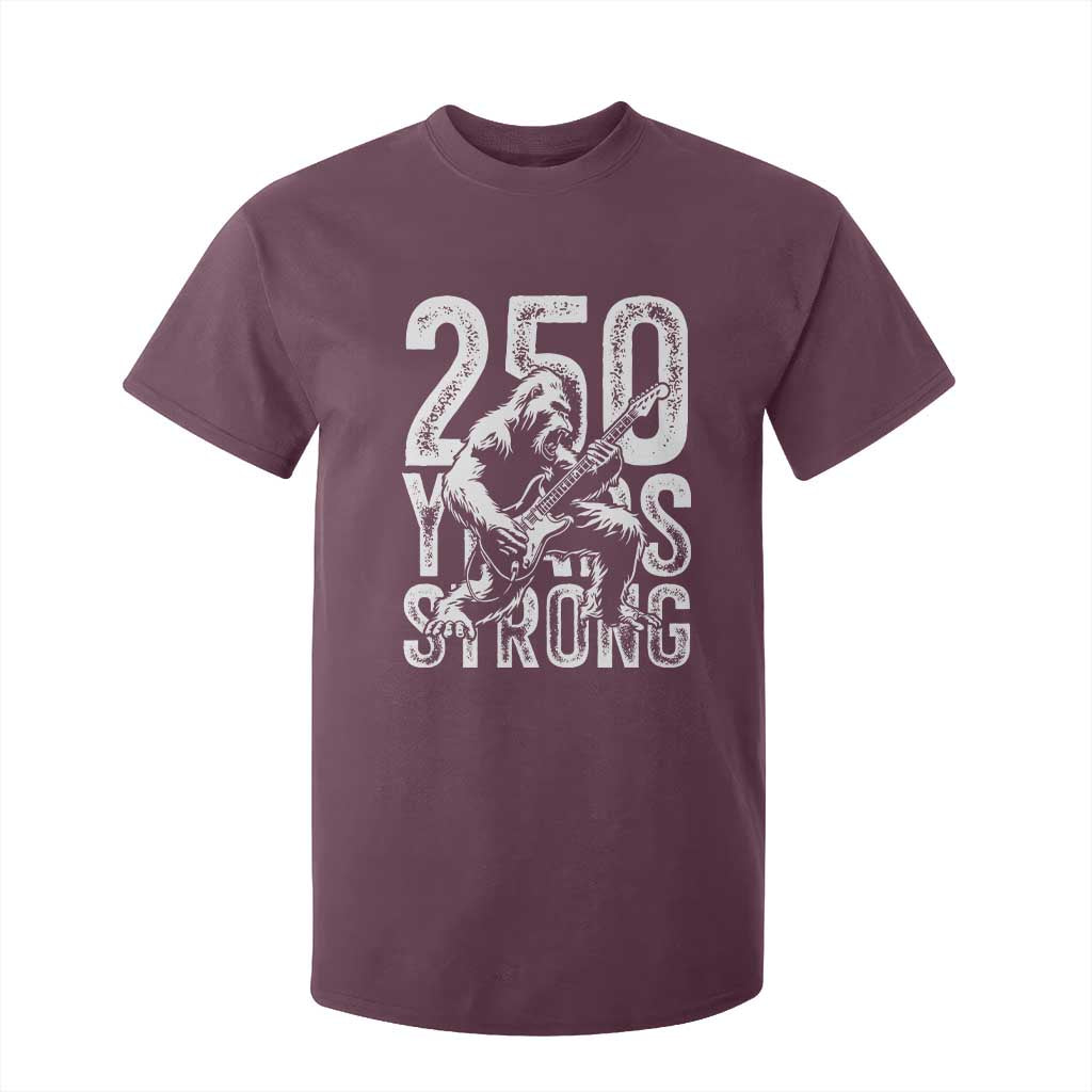 250 Years Strong Bigfoot Guitar T Shirt For Kid USA 250th Anniversary Gift TS12 Maroon Print Your Wear