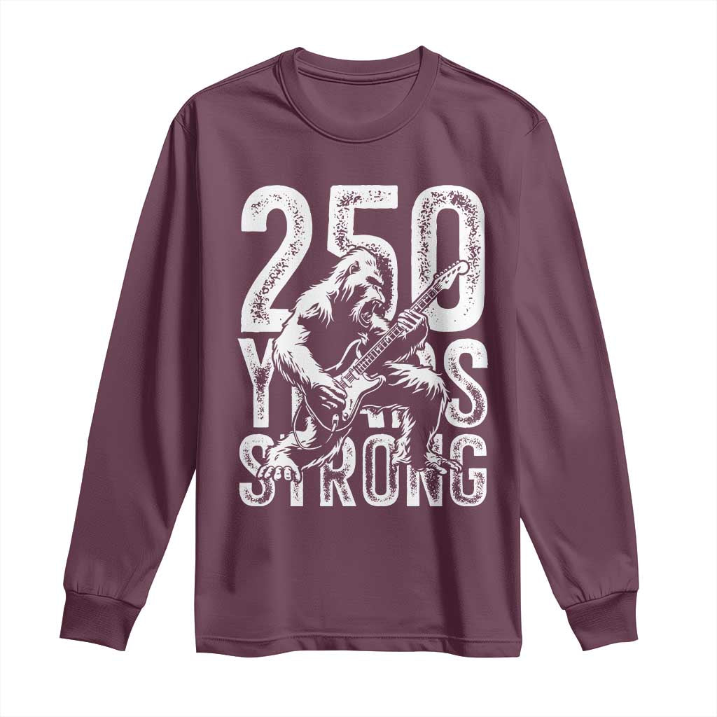 250 Years Strong Bigfoot Guitar Long Sleeve Shirt USA 250th Anniversary Gift