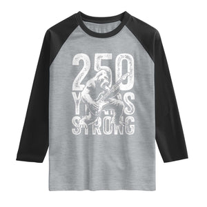 250 Years Strong Bigfoot Guitar Raglan Shirt USA 250th Anniversary Gift TS12 Heather Gray Black Print Your Wear