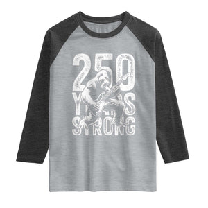 250 Years Strong Bigfoot Guitar Raglan Shirt USA 250th Anniversary Gift TS12 Heather Gray Heather Charcoal Print Your Wear
