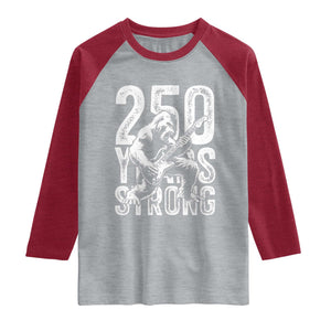 250 Years Strong Bigfoot Guitar Raglan Shirt USA 250th Anniversary Gift TS12 Heather Gray Heather Red Print Your Wear