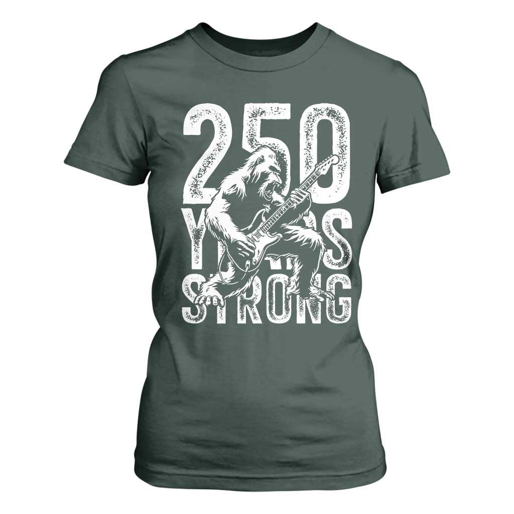 250 Years Strong Bigfoot Guitar T Shirt For Women USA 250th Anniversary Gift TS12 Dark Forest Green Print Your Wear
