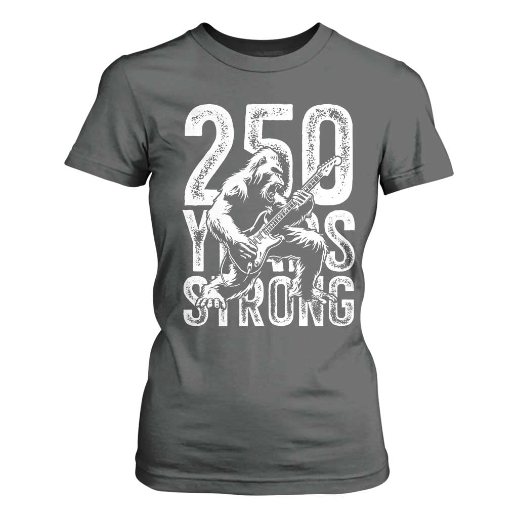 250 Years Strong Bigfoot Guitar T Shirt For Women USA 250th Anniversary Gift TS12 Dark Heather Print Your Wear