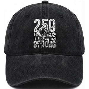 250 Years Strong Bigfoot Guitar Washed Cotton Baseball Cap USA 250th Anniversary Gift TS12 Print Your Wear