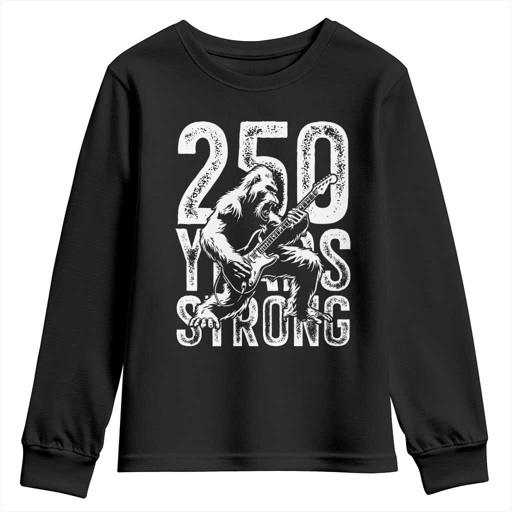 250 Years Strong Bigfoot Guitar Youth Sweatshirt USA 250th Anniversary Gift TS12 Black Print Your Wear