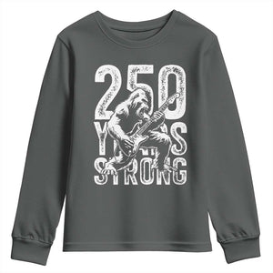 250 Years Strong Bigfoot Guitar Youth Sweatshirt USA 250th Anniversary Gift TS12 Dark Heather Print Your Wear