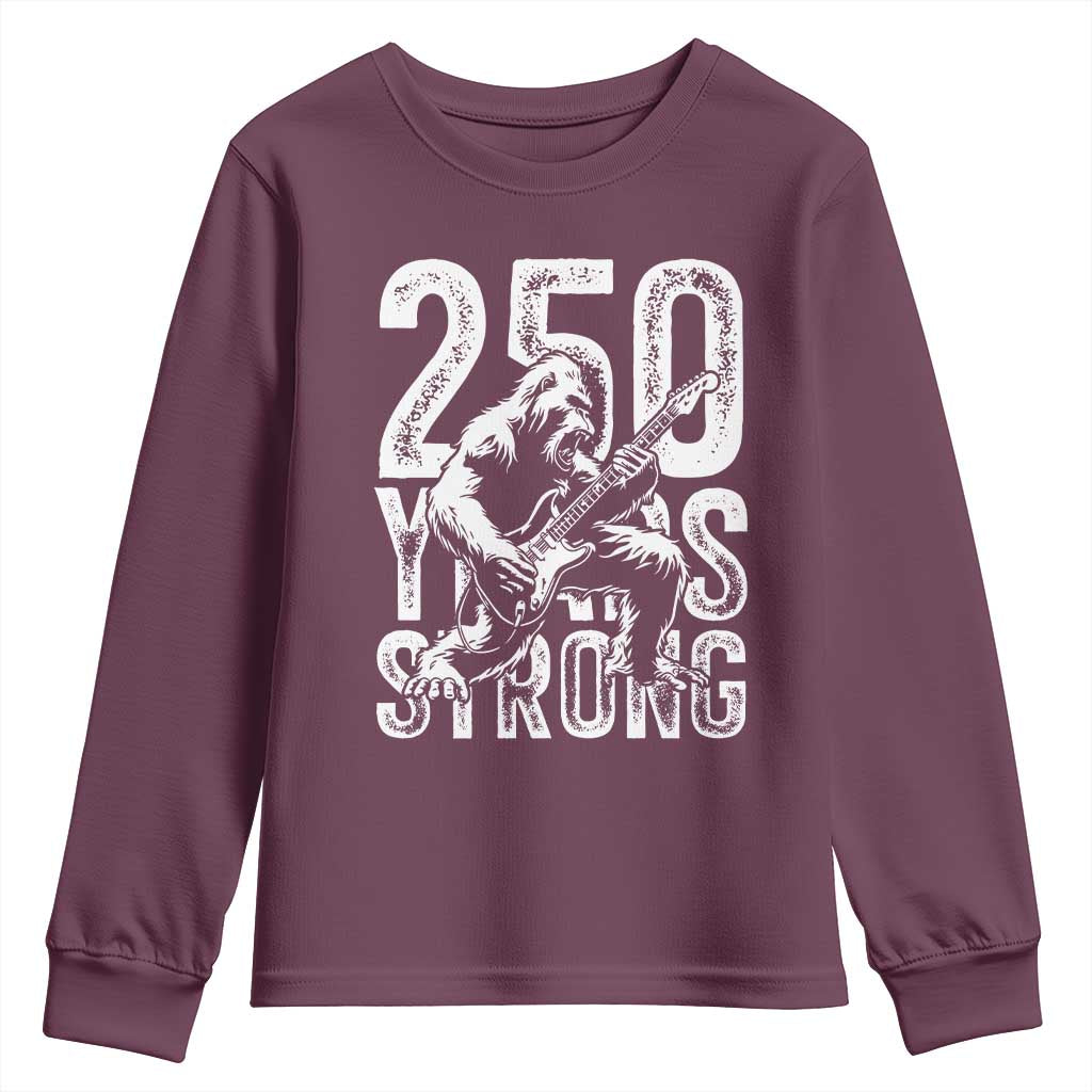 250 Years Strong Bigfoot Guitar Youth Sweatshirt USA 250th Anniversary Gift TS12 Maroon Print Your Wear