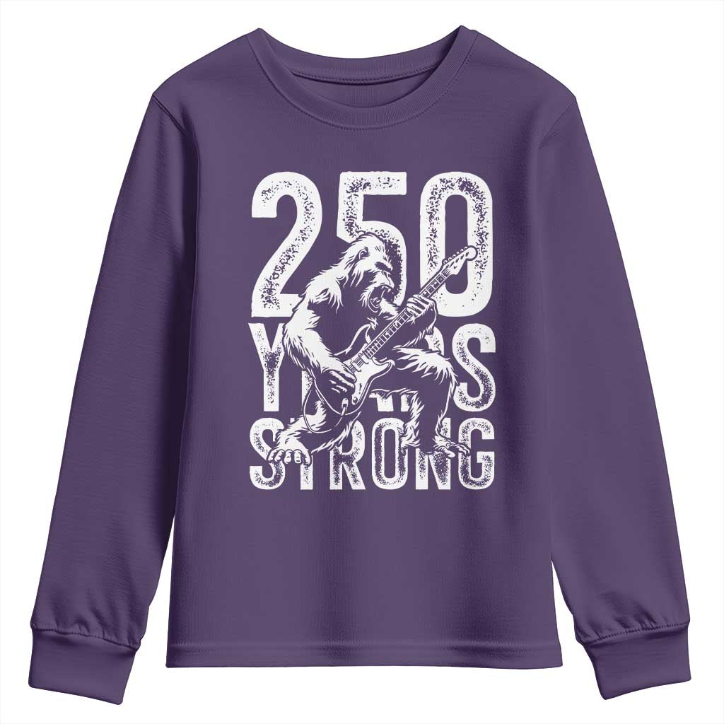 250 Years Strong Bigfoot Guitar Youth Sweatshirt USA 250th Anniversary Gift TS12 Purple Print Your Wear